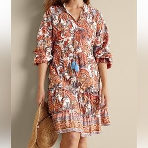 NWT Soft Surroundings Coral Paisley Sadie Short Dress